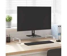 Laikiklis Monitoriaus stovas, baltas, 80x35x8cm, stiklas ir metalas