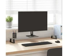 Laikiklis Monitoriaus stovas, juodas, 100x20x8cm, stiklas ir metalas