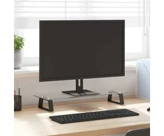 Laikiklis Monitoriaus stovas, juodas, 60x20x8cm, stiklas ir metalas