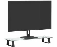 Laikiklis Monitoriaus stovas, juodas, 60x20x8cm, stiklas ir metalas