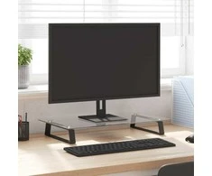 Laikiklis Monitoriaus stovas, juodas, 60x35x8cm, stiklas ir metalas