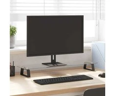 Laikiklis Monitoriaus stovas, juodas, 80x20x8cm, stiklas ir metalas