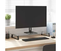 Laikiklis Monitoriaus stovas, juodas, 80x35x8cm, stiklas ir metalas