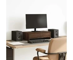 Laikiklis Monitoriaus stovas su stalčiais, rudas, 50x27x15cm, mediena