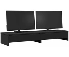 Laikiklis Monitoriaus stovas su stalčiais, juodas, 100x27x15cm, mediena