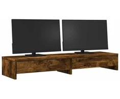 Laikiklis Monitoriaus stovas su stalčiais, dūminis, 100x27x15cm, mediena