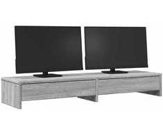 Laikiklis Monitoriaus stovas su stalčiais, pilkas, 100x27x15cm, mediena