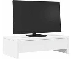 Laikiklis Monitoriaus stovas su stalčiais, baltas, 50x27x15cm, mediena