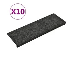 Laiptų kilimėliai, 10vnt., pilki 65x21x4cm, perforuoti adatomis