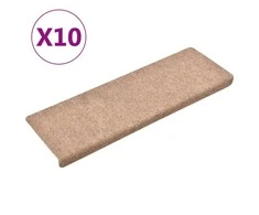 Laiptų kilimėliai, 10vnt., rudi, 65x21x4cm, perforuoti adatomis