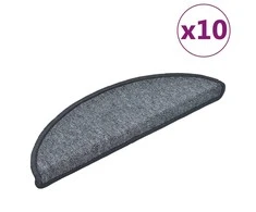 Laiptų kilimėliai, 10vnt., tamsiai pilkos spalvos, 56x17x3cm