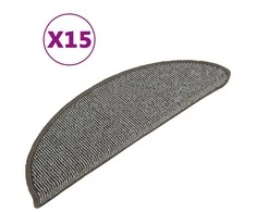 Laiptų kilimėliai, 15vnt., pilkos spalvos, 56x17x3cm