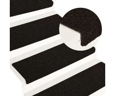 Laiptų kilimėliai, 15vnt., rudi, 65x21x4cm, perforuoti adatomis