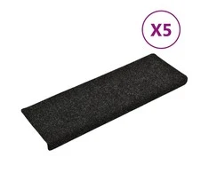 Laiptų kilimėliai, 5vnt., juodi, 65x21x4cm, perforuoti adatomis