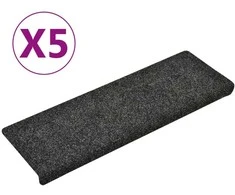 Laiptų kilimėliai, 5vnt., pilki, 65x21x4cm, perforuoti adatomis