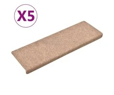 Laiptų kilimėliai, 5vnt., rudi, 65x21x4cm, perforuoti adatomis