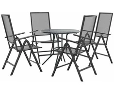 Lauko baldų komplektas Atlošiamų sodo kėdžių komplektas, 5vnt., antracito, plienas