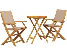 Lauko baldų komplektas Bistro baldų komplektas, 3 dalių, taupe, audinys ir mediena