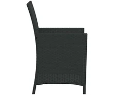 Lauko baldų komplektas Bistro komplektas su pagalvėlėmis, 3 dalių, juodas, poliratanas