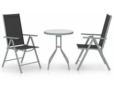 Lauko baldų komplektas Bistro komplektas, 3d., sidabrinis, aliuminis ir tekstilenas
