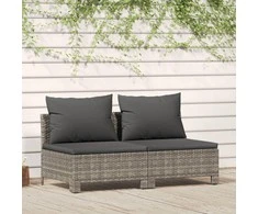 Lauko baldų komplektas Dvivietė sodo sofa su pilkomis pagalvėlėmis, poliratanas
