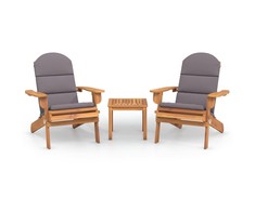 Lauko baldų komplektas Sodo adirondack komplektas, 3 dalių, akacijos medienos masyvas