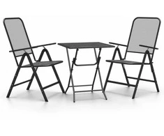 Lauko baldų komplektas Sodo baldų komplektas, 3 dalių, antracito, išplėstas metalas