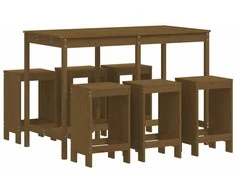 Lauko baldų komplektas Sodo baro baldų komplektas, 7 dalių, medaus rudas, pušis