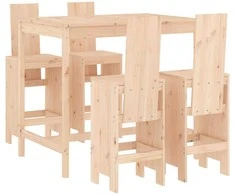 Lauko baldų komplektas Sodo baro baldų komplektas, 5 dalių, pušies medienos masyvas