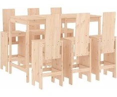 Lauko baldų komplektas Sodo baro baldų komplektas, 7 dalių, pušies medienos masyvas