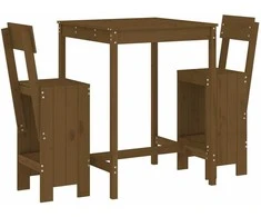Lauko baldų komplektas Sodo baro baldų komplektas, 3 dalių, medaus rudas, pušis