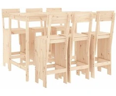 Lauko baldų komplektas Sodo baro baldų komplektas, 7 dalių, pušies medienos masyvas
