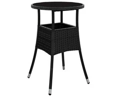 Lauko baldų komplektas Sodo bistro komplektas su pagalvėmis, 5 dalių, juodas, ratanas