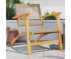 Lauko baldų komplektas Sodo kėdės, 2vnt., smėlio, poliratanas ir akacijos mediena