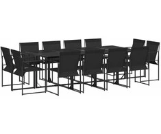 Lauko baldų komplektas Sodo komplektas, 13 dalių, juodas, tekstilenas