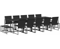 Lauko baldų komplektas Sodo komplektas, 15 dalių, juodas, tekstilenas