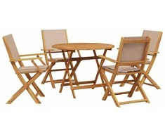 Lauko baldų komplektas Sodo komplektas, 5 dalių, taupe, audinys ir mediena