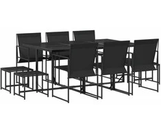 Lauko baldų komplektas Sodo komplektas, 11 dalių, juodas, tekstilenas