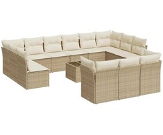 Sofa Sodo komplektas su pagalvėlėmis, 14 dalių, smėlio, poliratanas