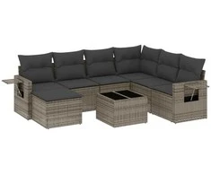 Sofa Sodo komplektas su pagalvėlėmis, 8 dalių, pilkas, poliratanas