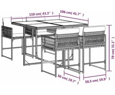 Lauko baldų komplektas Sodo komplektas su pagalvėlėmis, 5 dalių, juodas, poliratanas