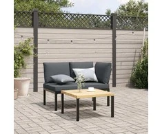Lauko baldų komplektas Sodo komplektas su pagalvėlėmis, 2 dalių, juodas, aliuminis