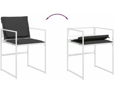 Lauko baldų komplektas Sodo komplektas su pagalvėlėmis, 9 dalių, baltas, tekstilenas