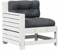 Lauko baldų komplektas Sodo komplektas su pagalvėlėmis, 5 dalių, baltas, pušis