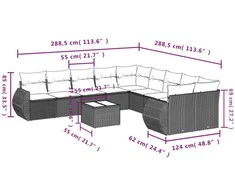 Sofa Sodo komplektas su pagalvėlėmis, 11 dalių, smėlio, poliratanas