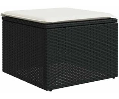 Lauko baldų komplektas Sodo komplektas su pagalvėlėmis, 9 dalių, juodas, poliratanas