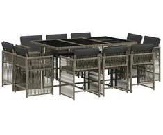 Sofa Sodo komplektas su pagalvėlėmis, 11 dalių, pilkas, poliratanas