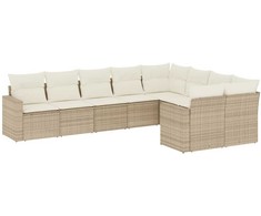Sofa Sodo komplektas su pagalvėlėmis, 9 dalių, smėlio, poliratanas