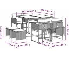 Lauko baldų komplektas Sodo komplektas su pagalvėlėmis, 9 dalių, smėlio, poliratanas