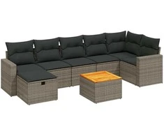 Sofa Sodo komplektas su pagalvėlėmis, 8 dalių, pilkas, poliratanas